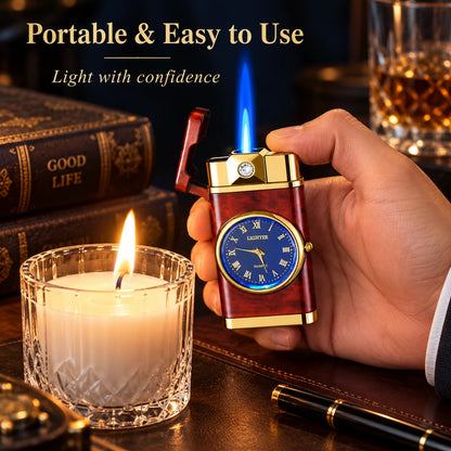 Adjustable, rechargeable, portable outdoor windproof blue flame lighter