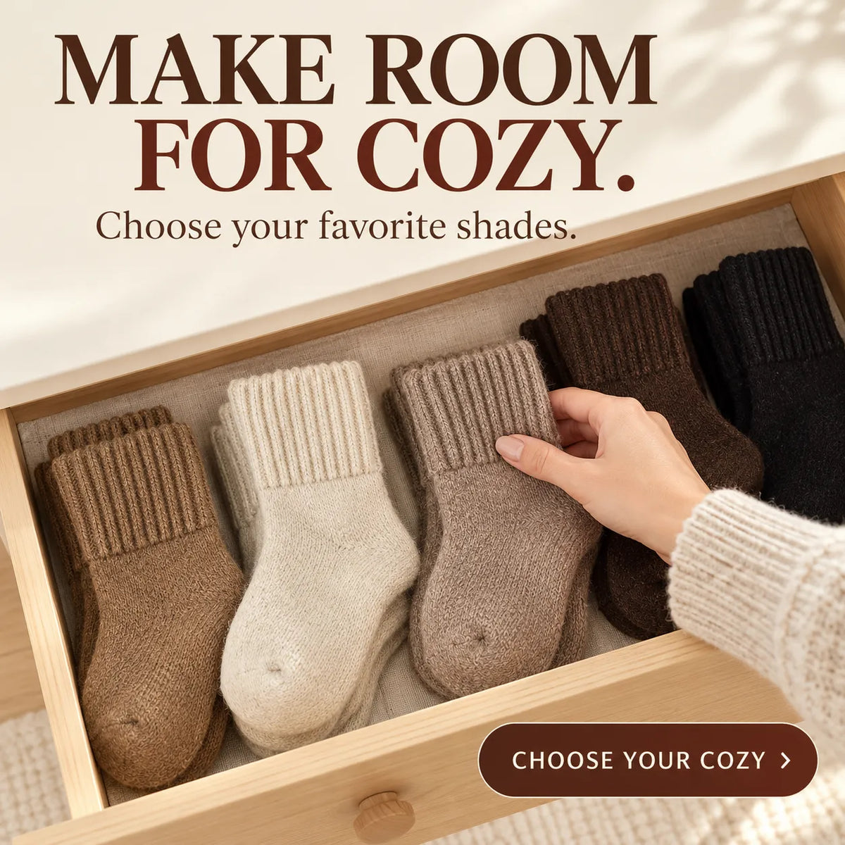 🧦 Women’s Cozy Knit Crew Socks – Ribbed Cuffs & Everyday Neutral Colors 🤎
