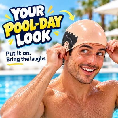 😂 Funny Bald-Head Swim Cap – Pool Day Laughs & Gifts 🎁🏊