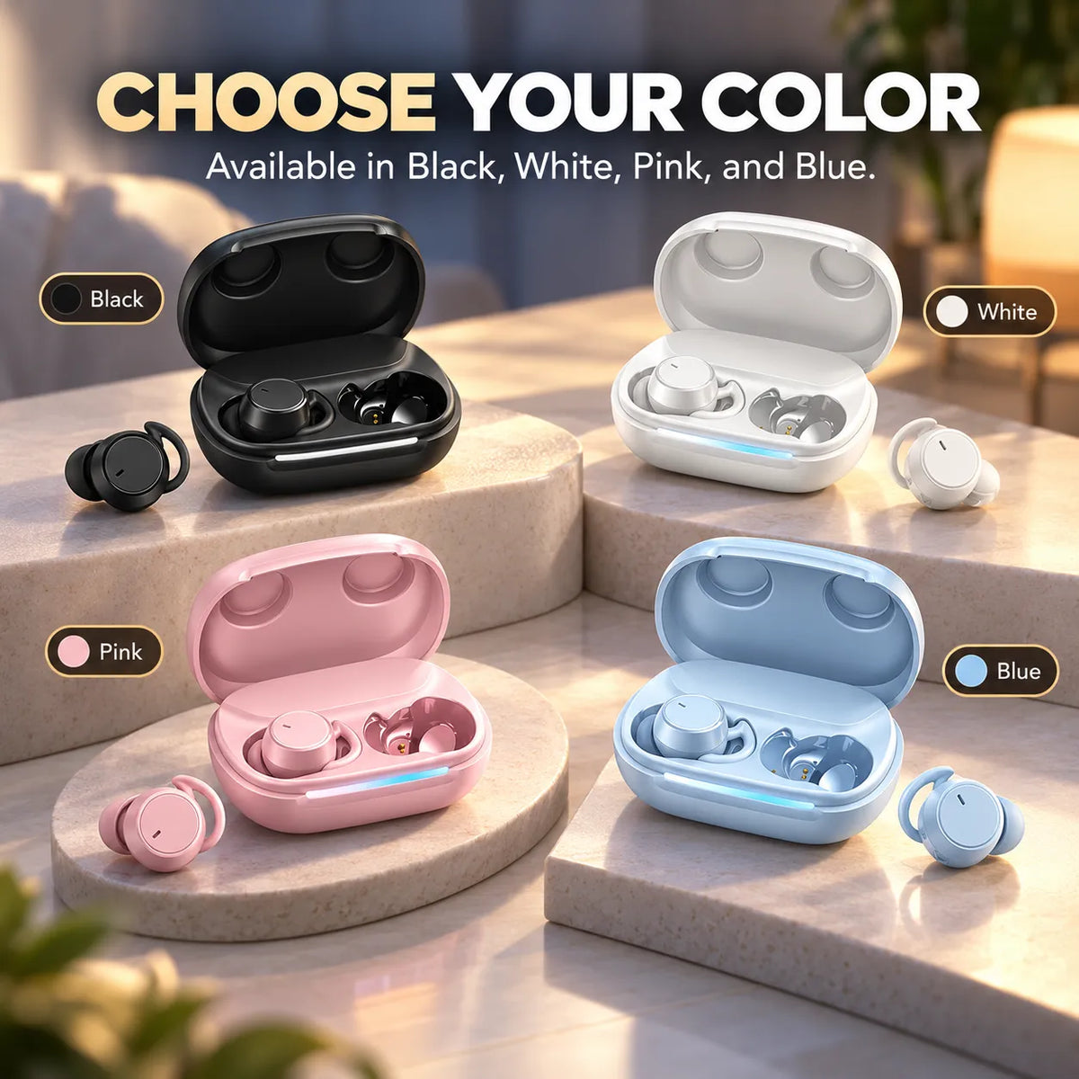 🌙 Mini Wireless Sleep Earbuds – Ultra-Light Comfort for Side Sleepers 🎧