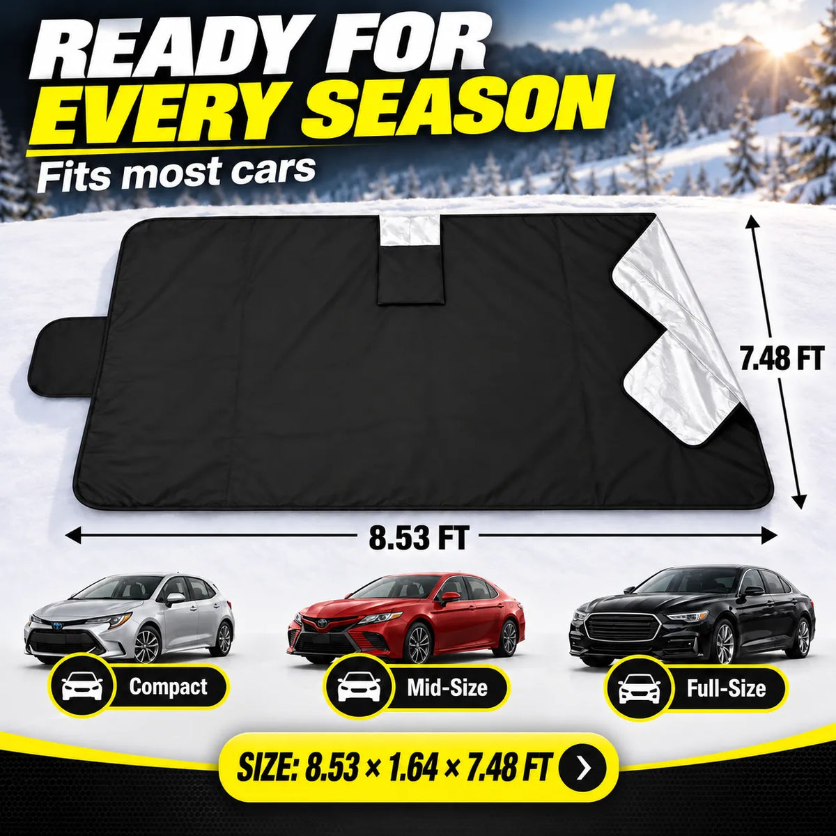 Reversible All-Weather Windshield Cover – Snow, Ice & Sun Protection