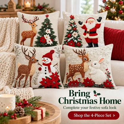 🎄 Christmas Pillow Covers 4-Piece Set — Festive Sofa Makeover