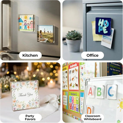 🧊DIY Acrylic Fridge Magnet Making Kit – Custom Clear Picture Magnets for Kids’ Artwork, Family Photos & Creative Home Decor