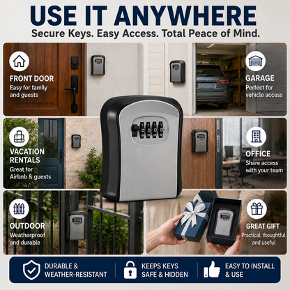 Heavy-Duty Portable Key Lock Box & Weatherproof Storage Safe 🛡️