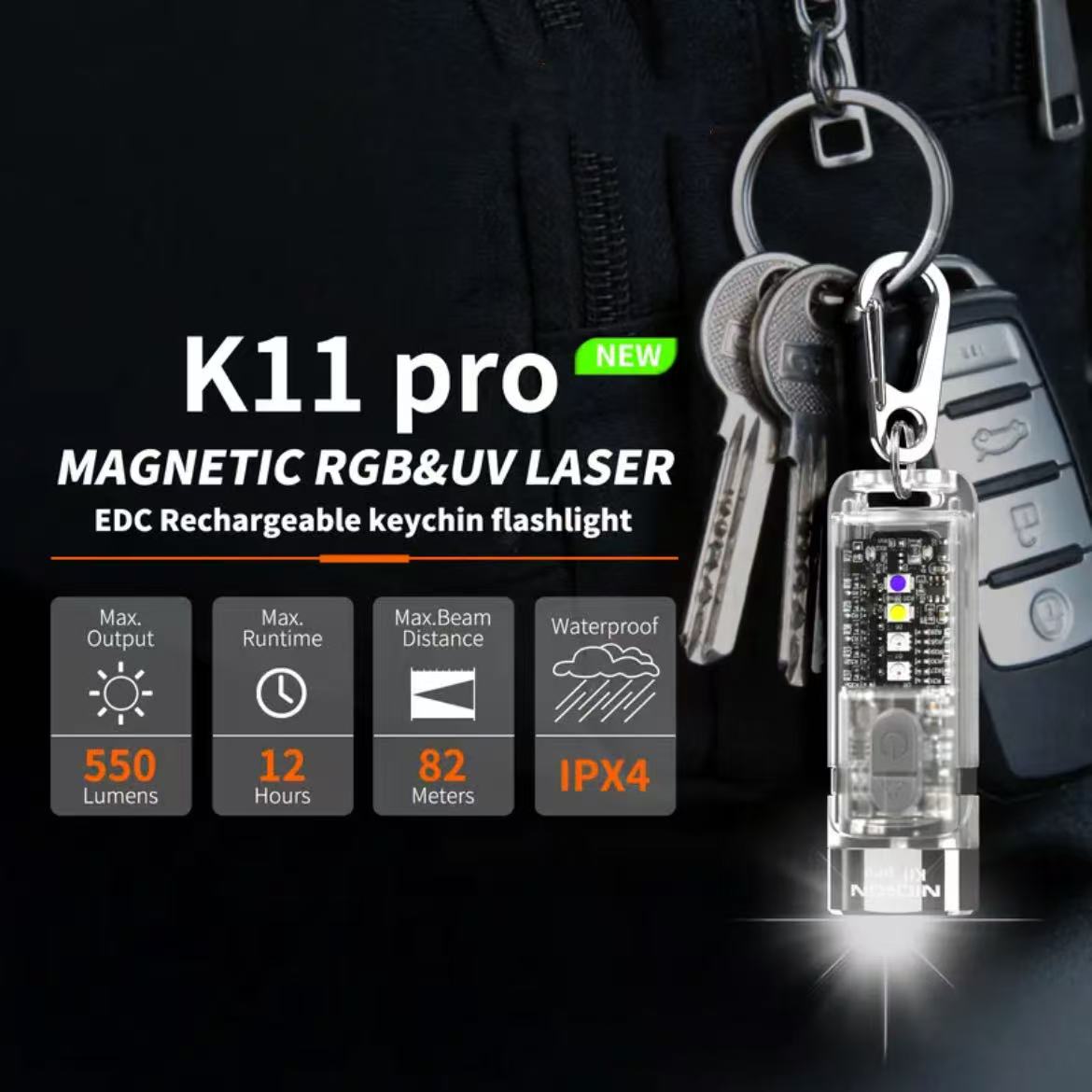 🔦 Nicron K11 Pro EDC Keychain Flashlight – 550 Lumens Magnetic Work Light ⚡