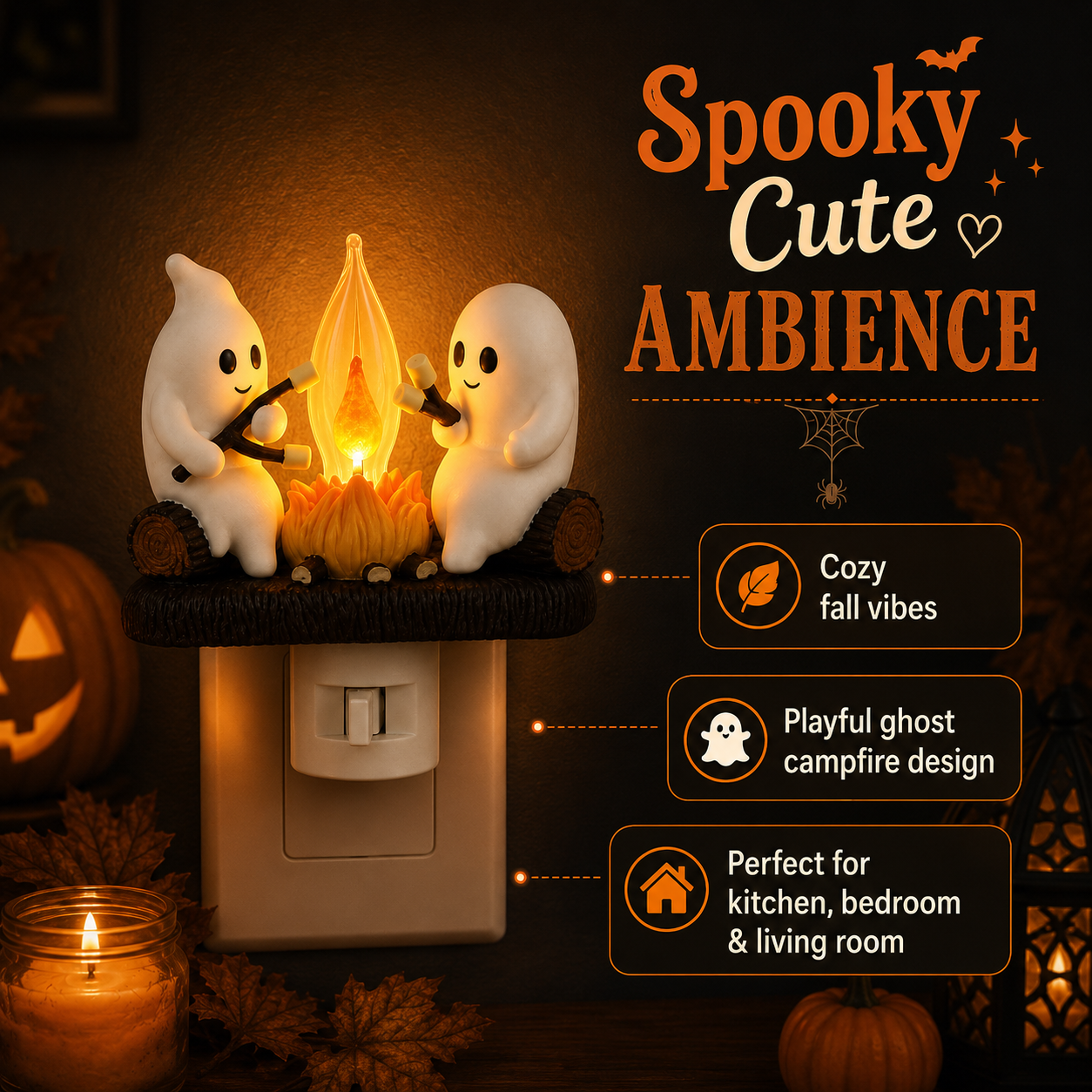 👻 Ghost Campfire Night Light