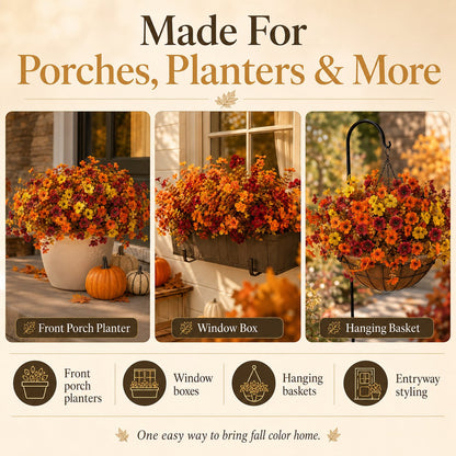 Ultimate Fall Porch Refresh Bundle 🍁 Real-Touch Faux Flowers - UV Resistant