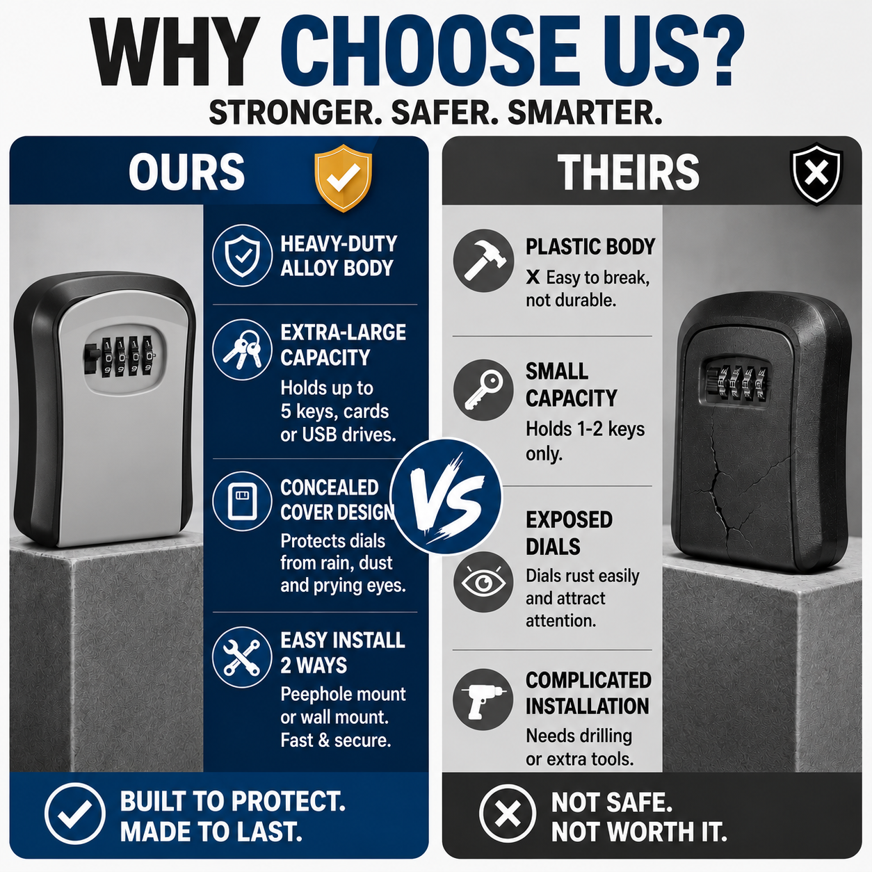 Heavy-Duty Portable Key Lock Box & Weatherproof Storage Safe 🛡️