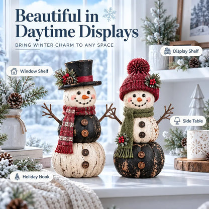 🎃 Vintage Pumpkin Snowman Duo – Whimsical Seasonal Decor with Nostalgic Charm ⛄