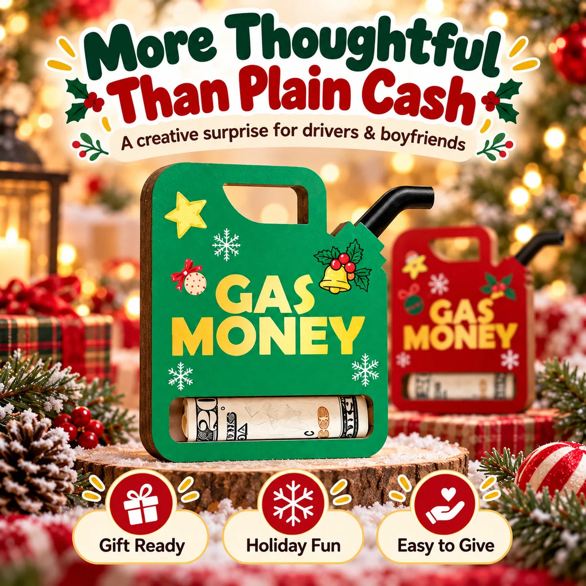 Gas Money Wooden Money Holder Box Set