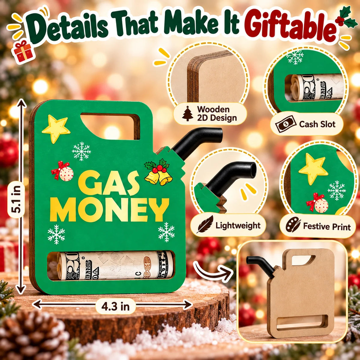 Gas Money Wooden Money Holder Box Set
