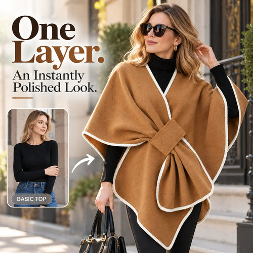 🍂 Women's Elegant Knit Cape Poncho – Chic Fall & Winter Wrap Shawl