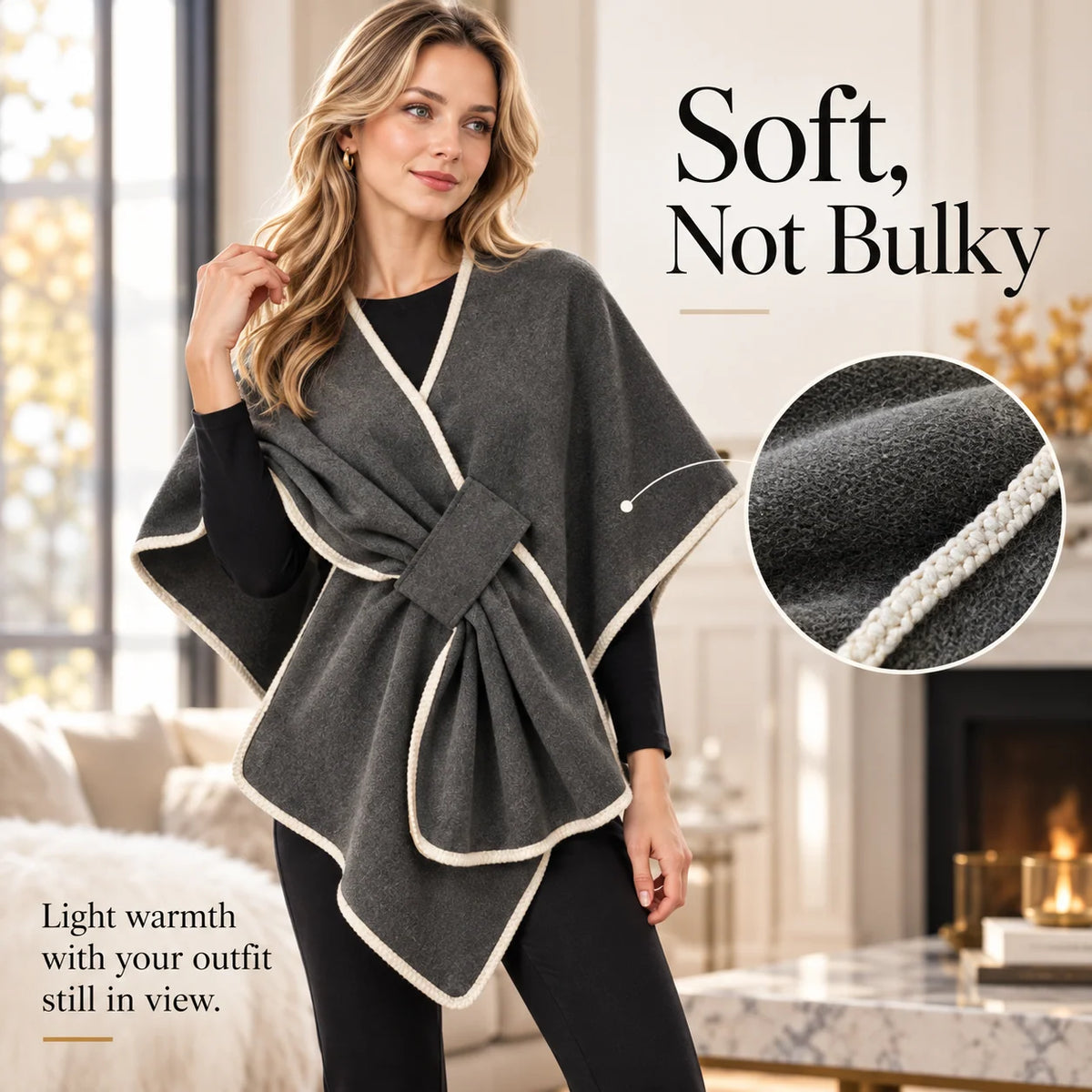 🍂 Women's Elegant Knit Cape Poncho – Chic Fall & Winter Wrap Shawl