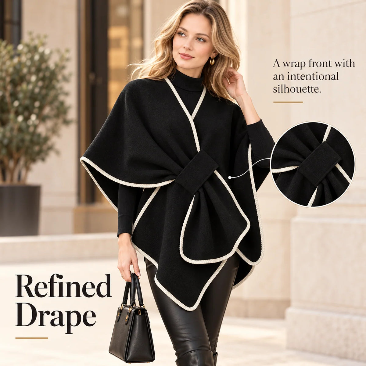🍂 Women's Elegant Knit Cape Poncho – Chic Fall & Winter Wrap Shawl