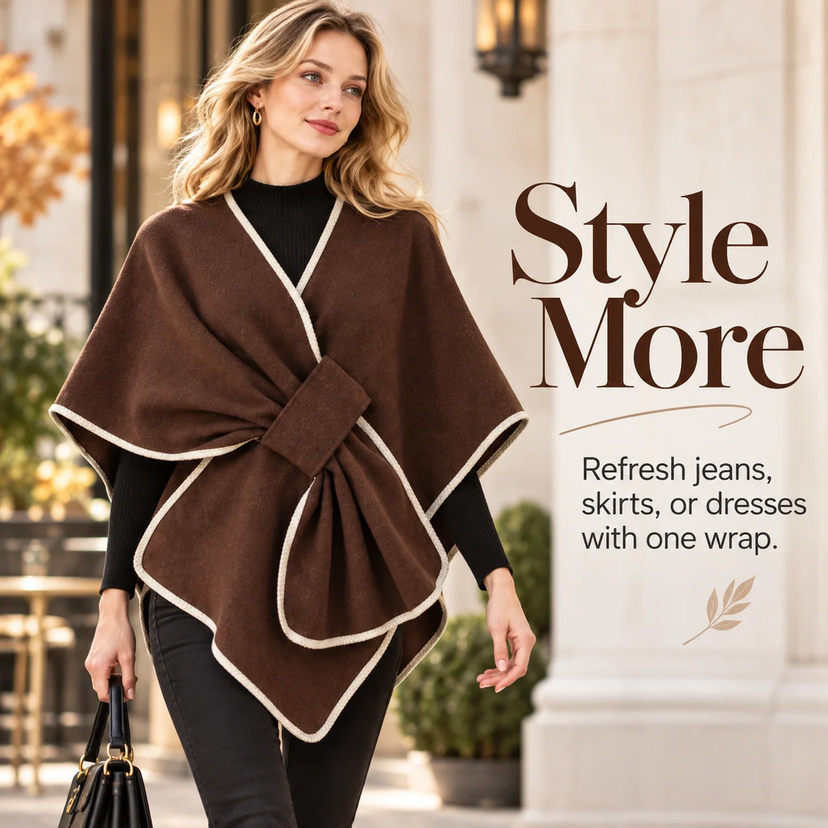 🍂 Women's Elegant Knit Cape Poncho – Chic Fall & Winter Wrap Shawl