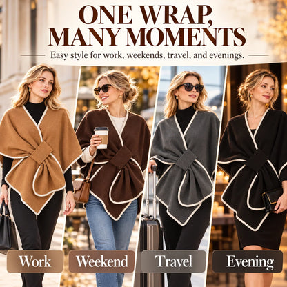🍂 Women's Elegant Knit Cape Poncho – Chic Fall & Winter Wrap Shawl