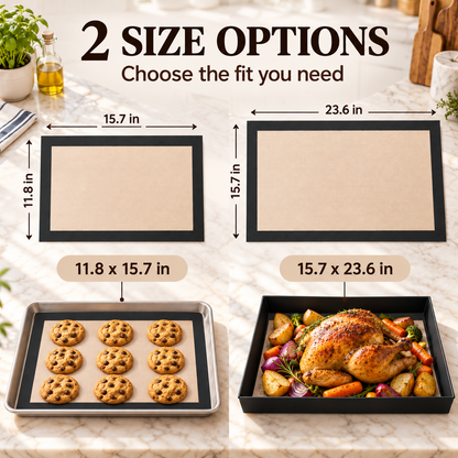 🍪 Reusable Nonstick Silicone Baking Mat – Snap-Up Edges for Mess-Free Cooking