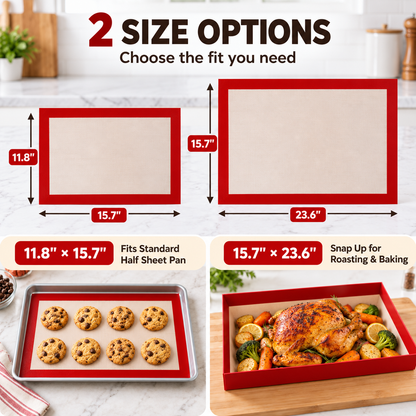 🍪 Reusable Nonstick Silicone Baking Mat – Snap-Up Edges for Mess-Free Cooking