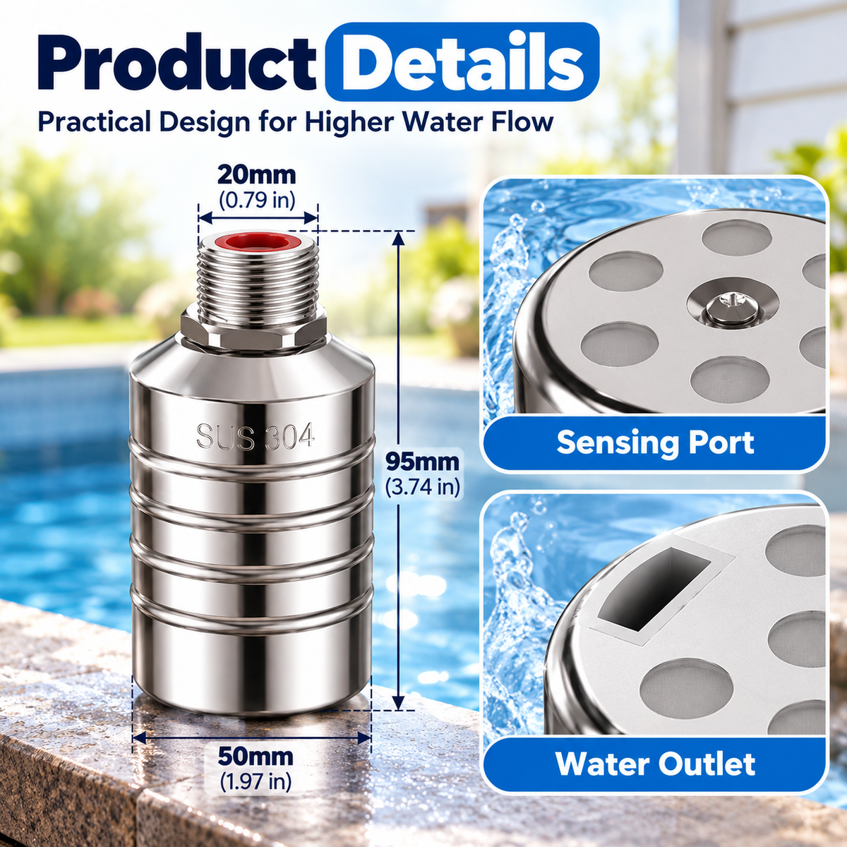 💧 304 Stainless Steel Automatic Water Level Control Valve – Auto Fill & Shutoff