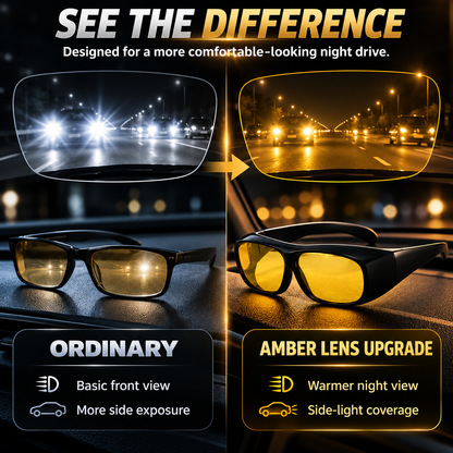 🌙 Night Driving Glasses – Anti-Glare Amber Lenses & Wraparound Design