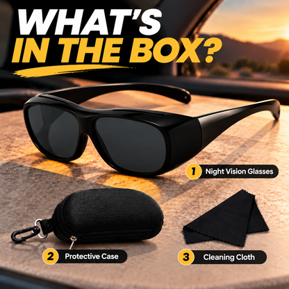 🌙 Night Driving Glasses – Anti-Glare Amber Lenses & Wraparound Design