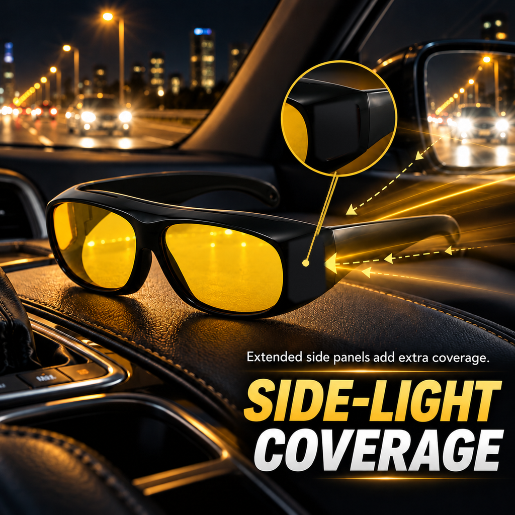 🌙 Night Driving Glasses – Anti-Glare Amber Lenses & Wraparound Design