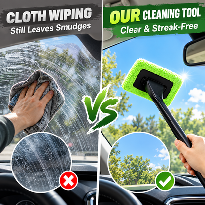 🚗 Long-Handle Car Window Cleaning Brush – 180° Rotating Head & Reusable Microfiber Pad