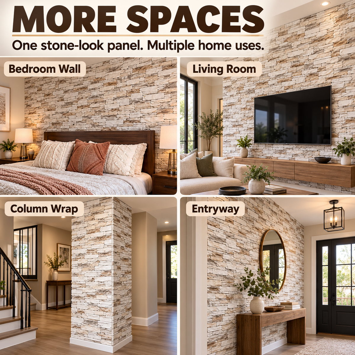 🧱 3D Faux Stone Wall Panels – Self-Adhesive Peel & Stick Wall Decor