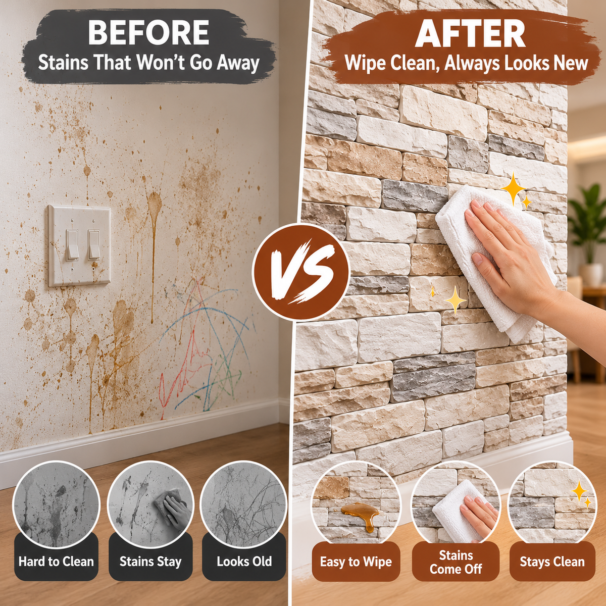 🧱 3D Faux Stone Wall Panels – Self-Adhesive Peel & Stick Wall Decor