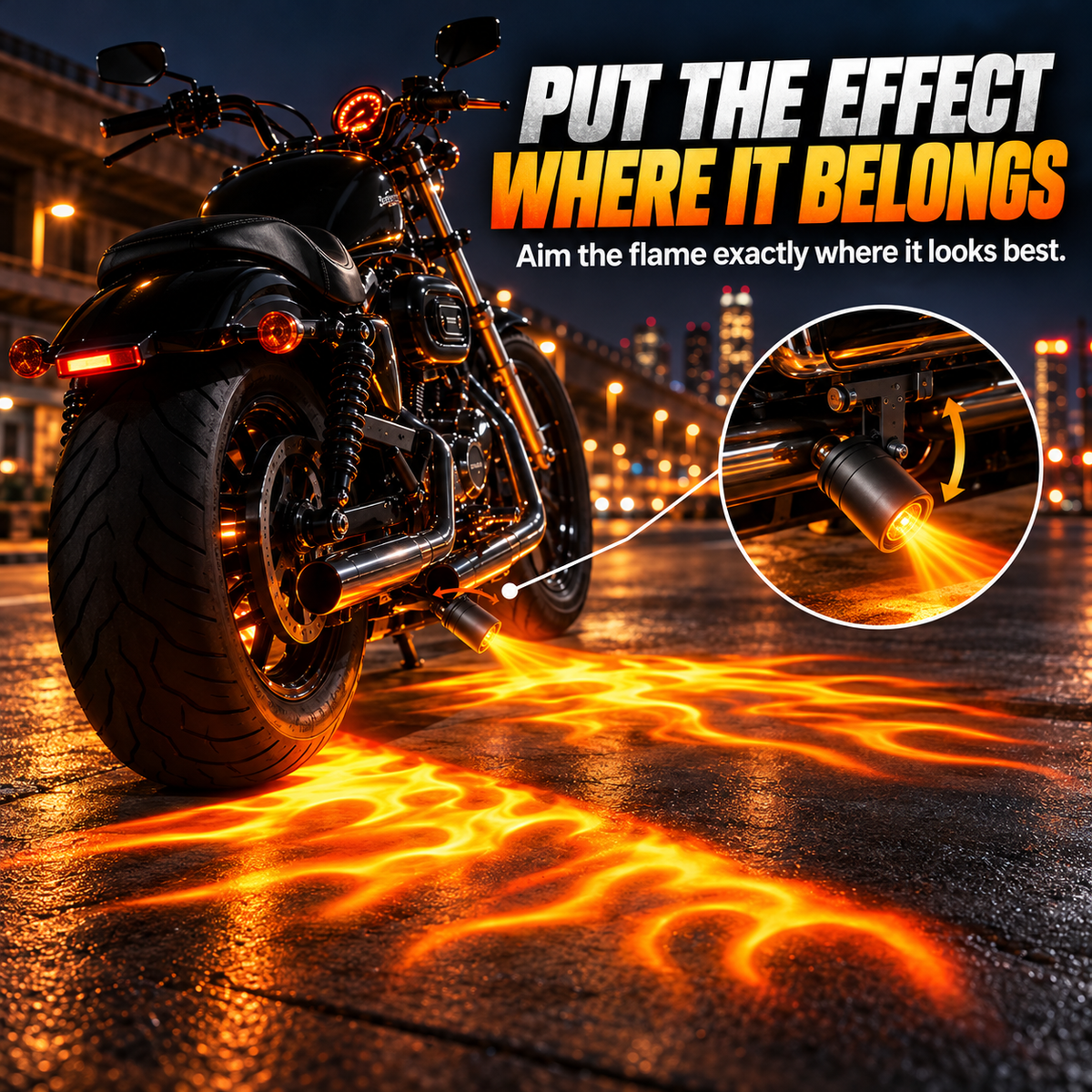 🔥 Motorcycle Flame Projector Lights – Eye-Catching Ground Effects