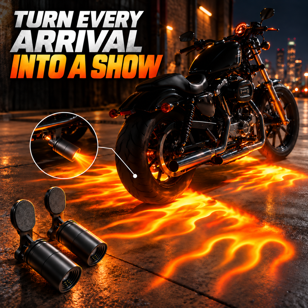 🔥 Motorcycle Flame Projector Lights – Eye-Catching Ground Effects