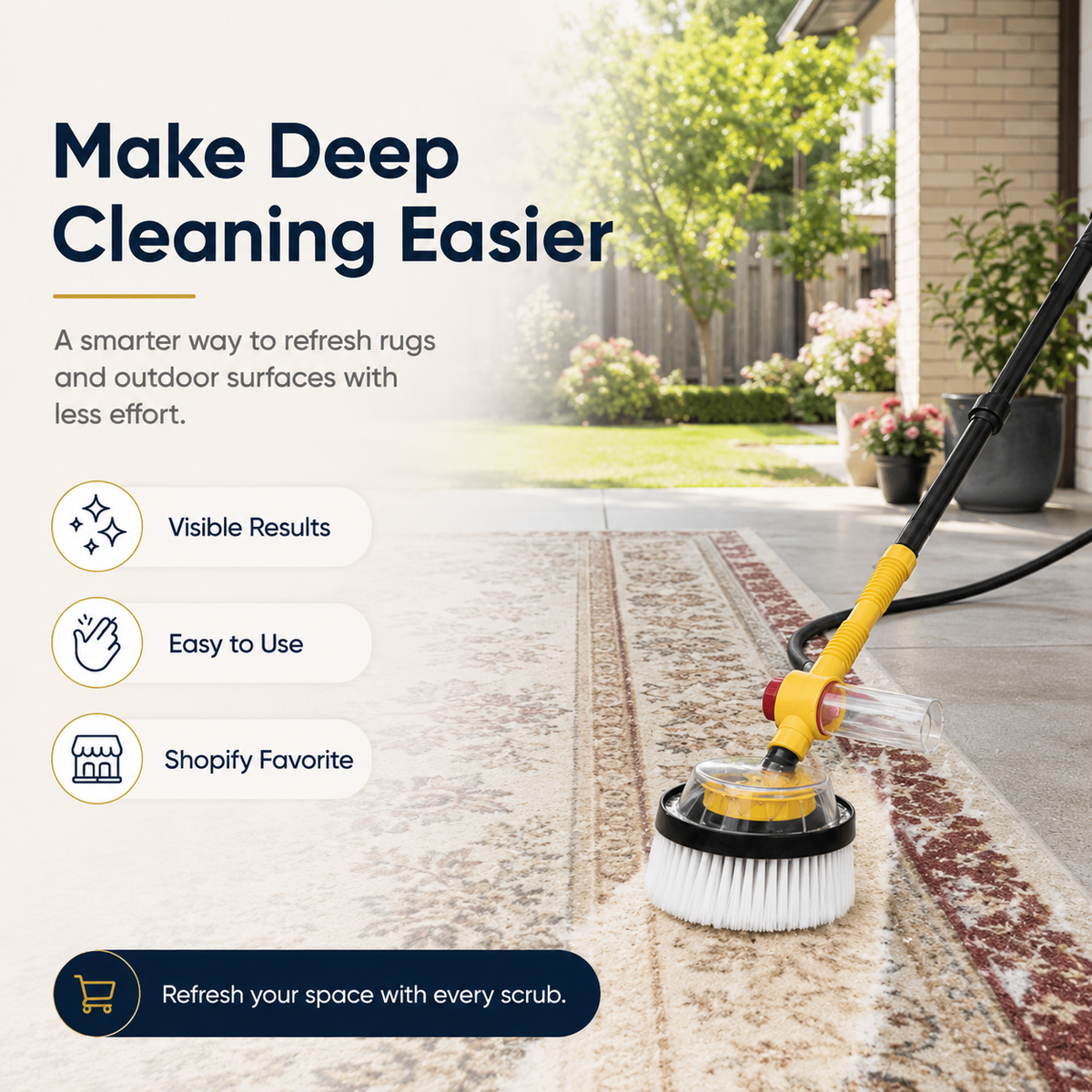 All-in-One Water-Fed Scrub Brush (Cars, Rugs, Patios & Decks)