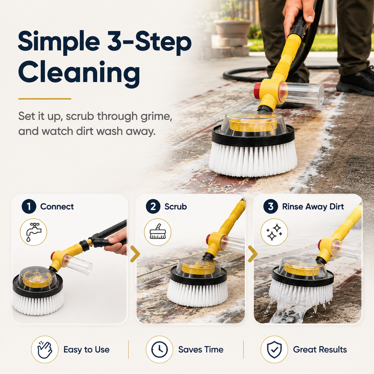 All-in-One Water-Fed Scrub Brush (Cars, Rugs, Patios & Decks)