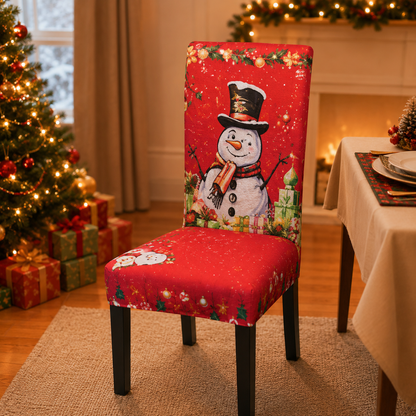 🎄 Elastic Christmas Dining Chair Cover – Soft, Washable & Festive Slipcover 🎅