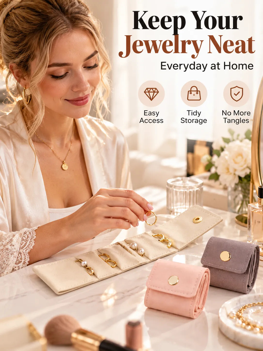 ✨ Mini Travel Jewelry Organizer – Compact, Foldable & Easy to Carry