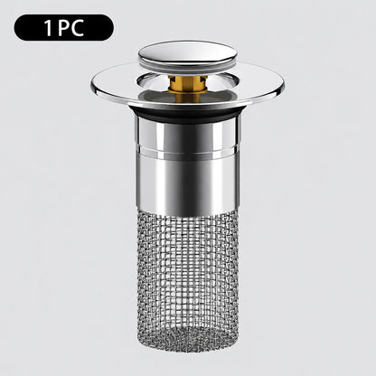 🚰 2-in-1 Pop-Up Sink Drain Stopper with Hair Catcher | Easy-Clean Bathroom Drain Filter
