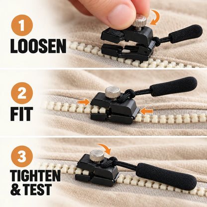 Zipper Repair Slider – No-Sew Screw-On for #3 & #5 Zippers 🧵