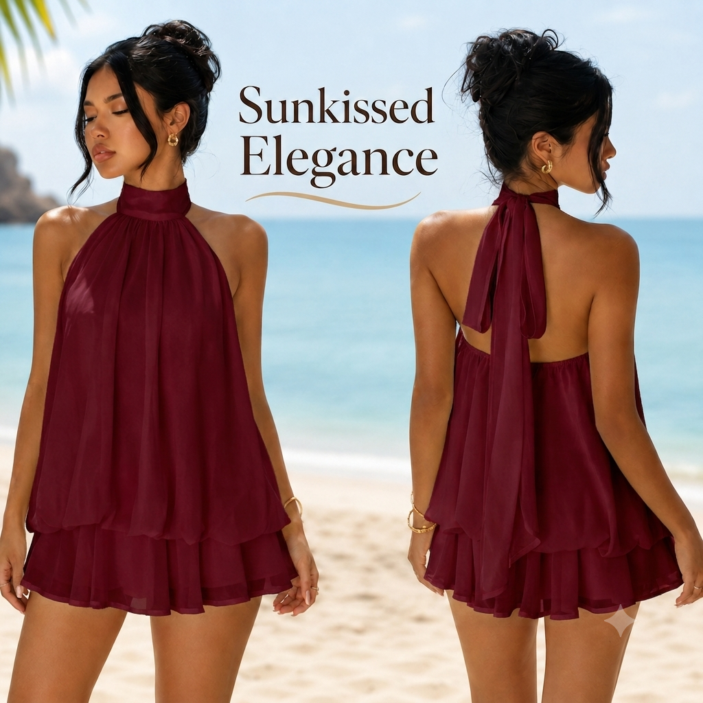 💃 Vacation Halter Backless Maxi Dress