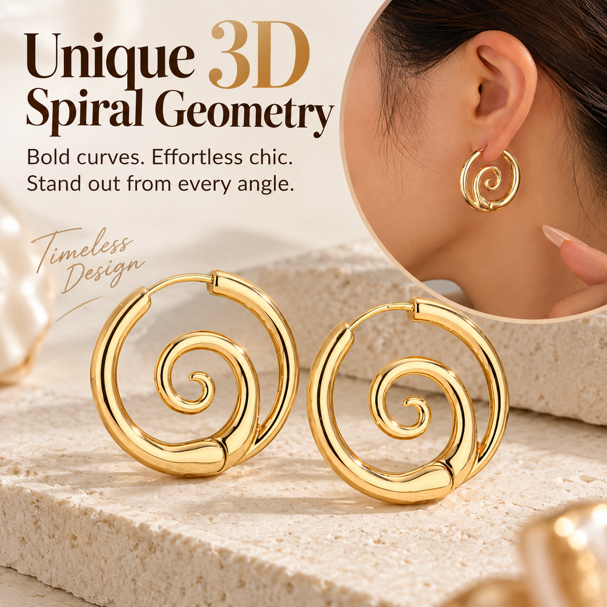 Chic Gold Spiral Huggie Hoops | Whimsical Fall Aesthetic Statement Earrings💫