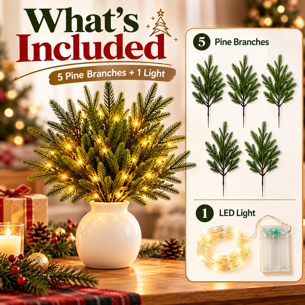 🎄 Artificial Pine Branches – DIY Christmas Greenery & Holiday Decor
