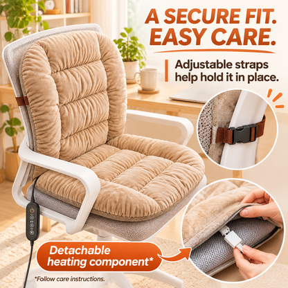 🔥 Plush Heated Chair Cushion – Cozy Seat & Back Warmer