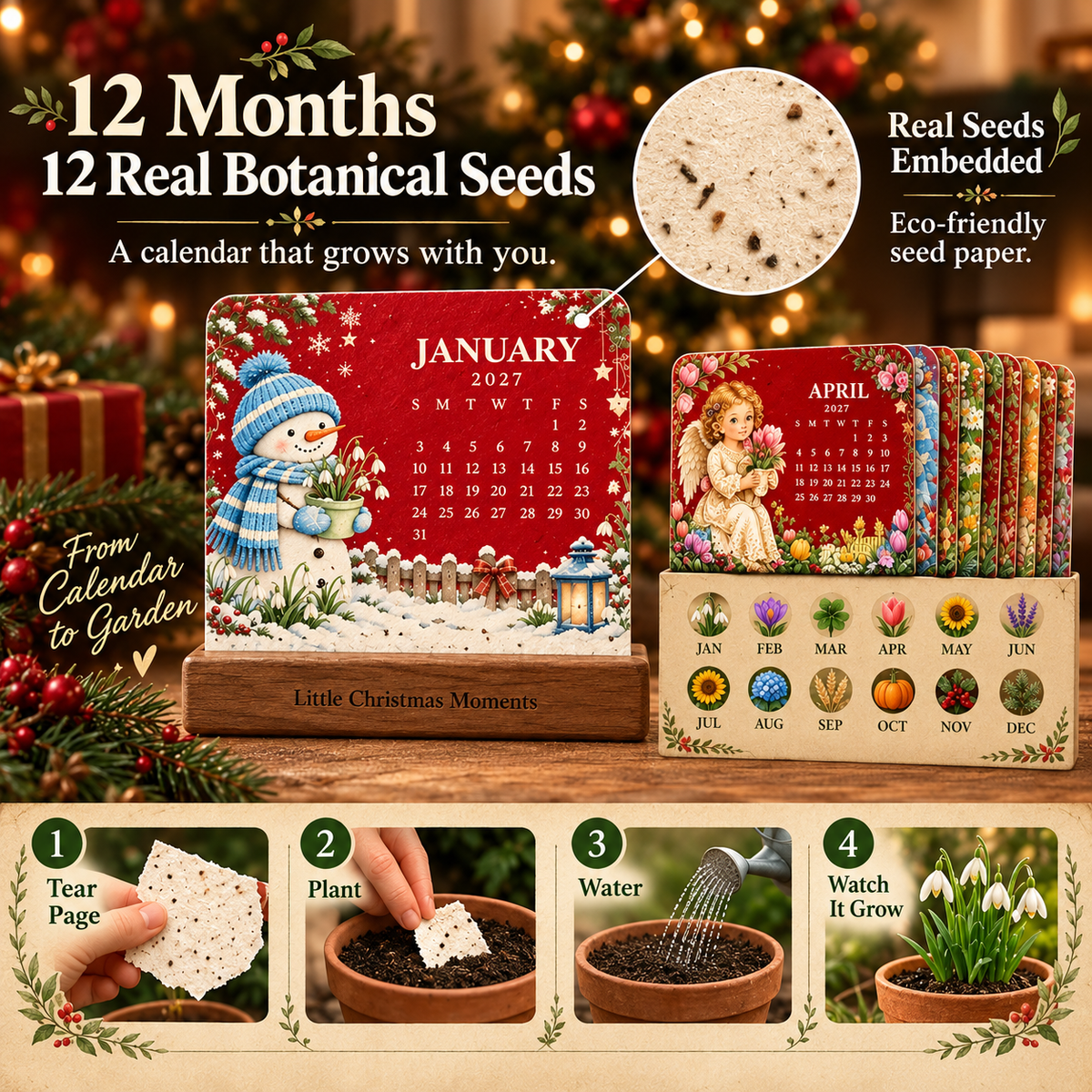 💯🎄🗓️ Christmas Limited-Edition — 🪴✨ Eco-Friendly Plantable “Timeless” Seed Calendar 2027