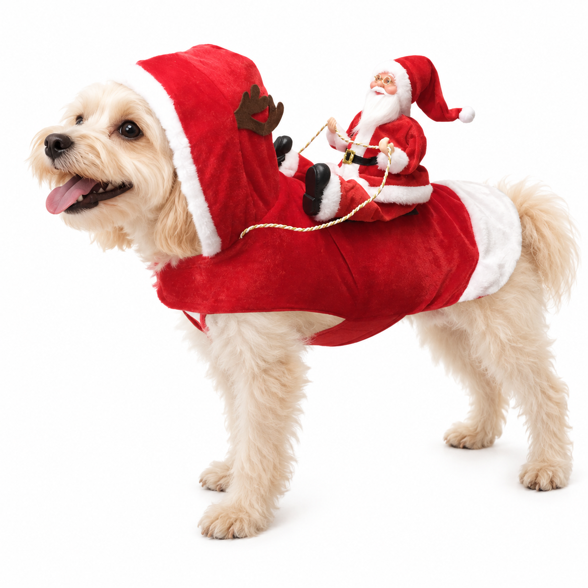 🎅 Christmas Dog Riding Santa Outfit - Funny Holiday Pet Apparel 🎁