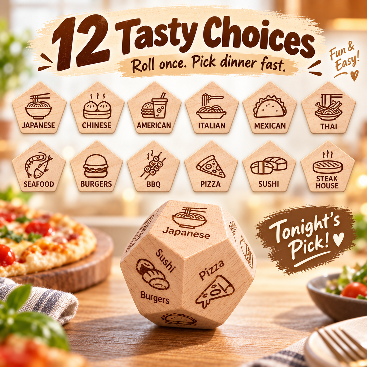 Ultimate Food Decision Dice – Stop the "What to Eat?" Debate! 🎲