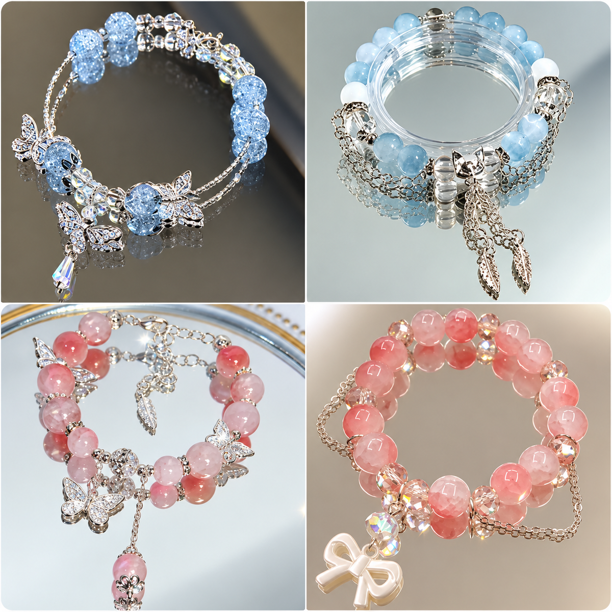 🦋 Sweet Forest Fairy Butterfly Stackable Bracelet Set (9 Pcs)