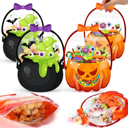 🍬 Halloween Candy Bags with Handles | Durable Clear Goodie Bags for Trick-or-Treating 🎃