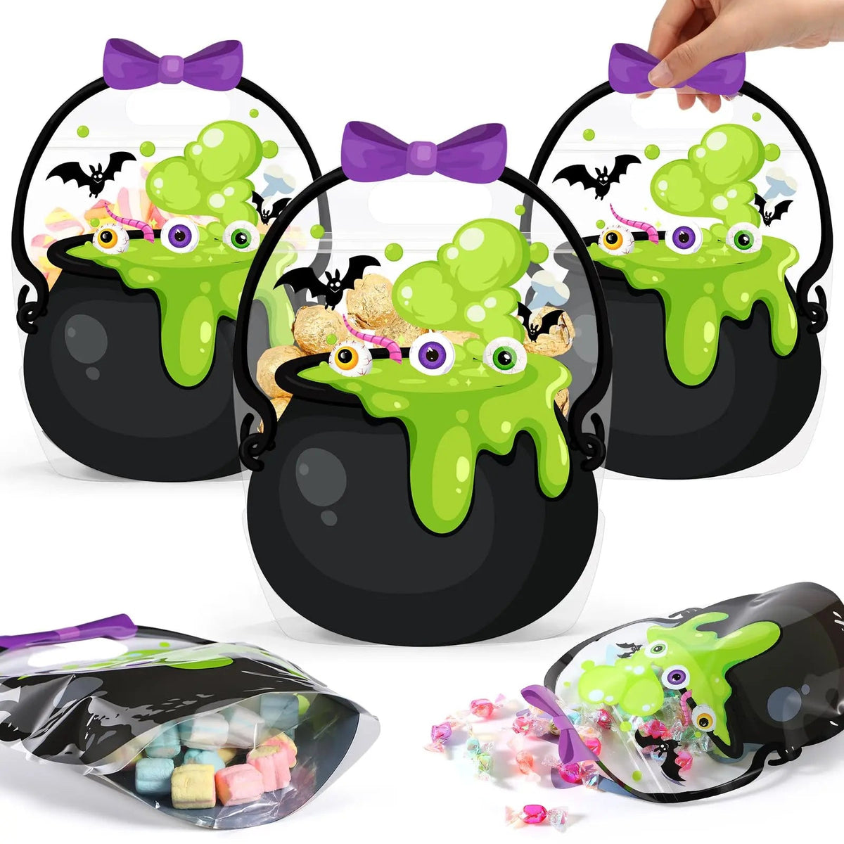 🍬 Halloween Candy Bags with Handles | Durable Clear Goodie Bags for Trick-or-Treating 🎃