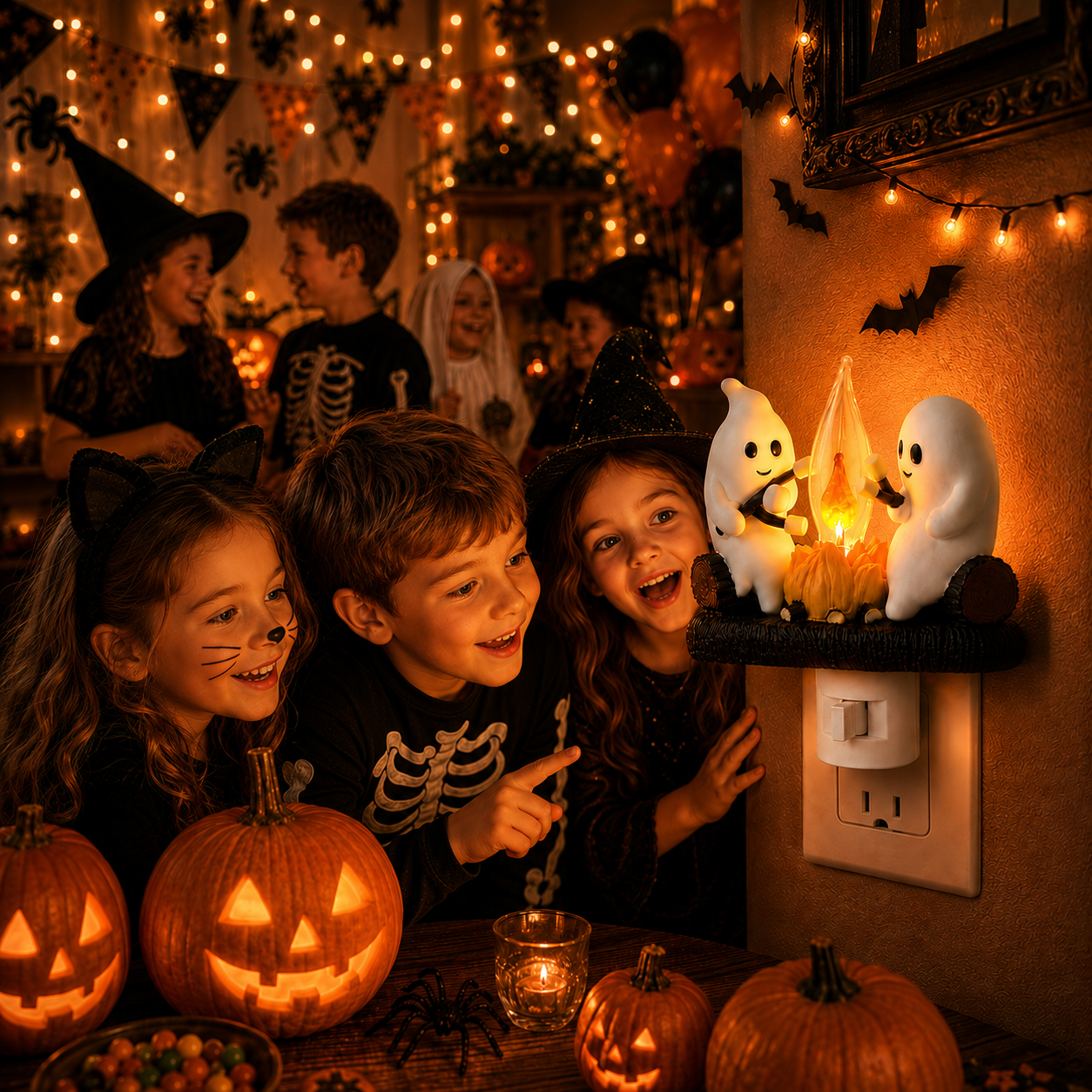 👻 Ghost Campfire Night Light