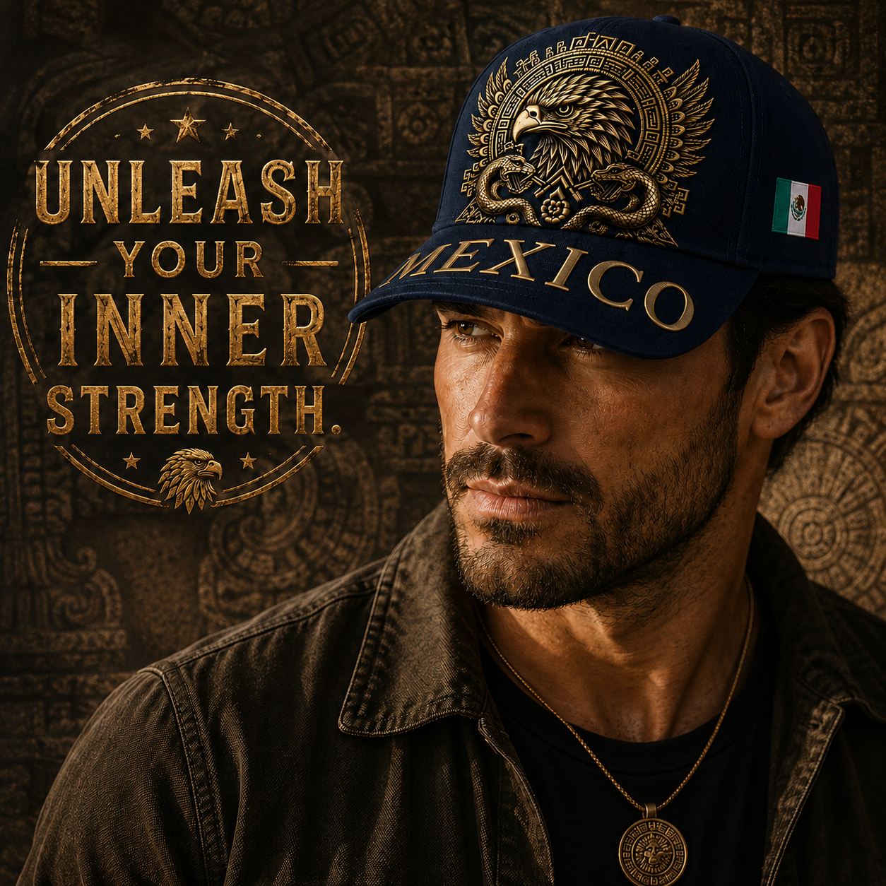 Mexico Aztec Eagle 3D Cap🧢
