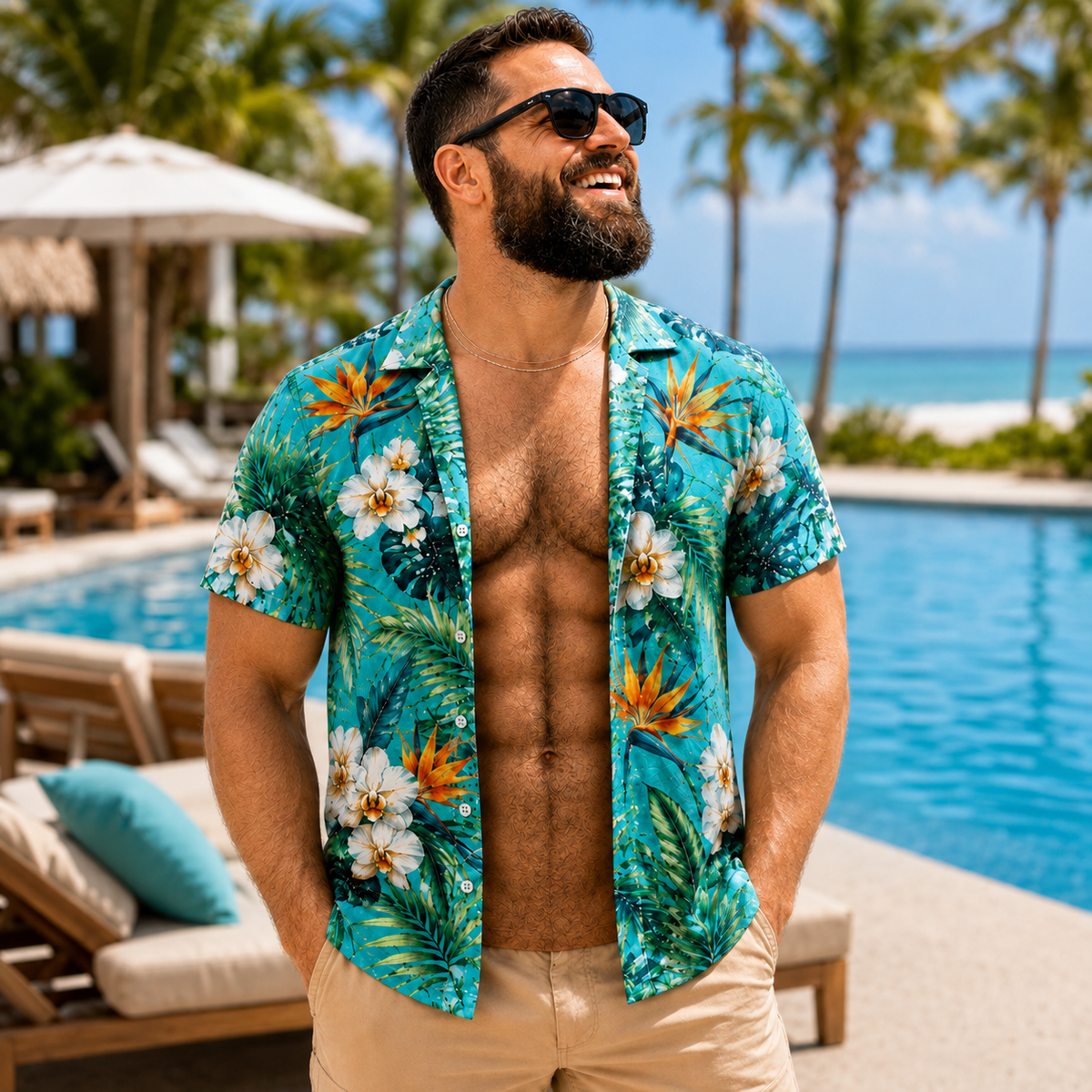 3D Hairy Chest Hawaiian Novelty Tee 🌴😂